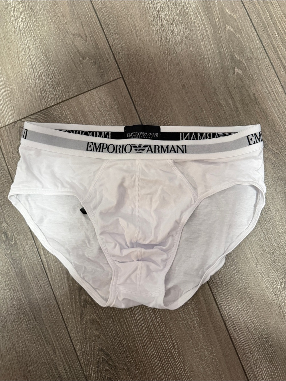 Emporio Armani White Men’s Cotton Briefs with Branded Waistband